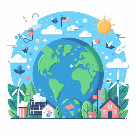 Ecology concept. Flat design vector illustration. World environment day.のイラスト素材