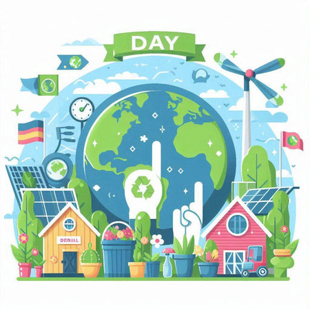 Ecology concept, save the planet, save the world, vector illustrationのイラスト素材