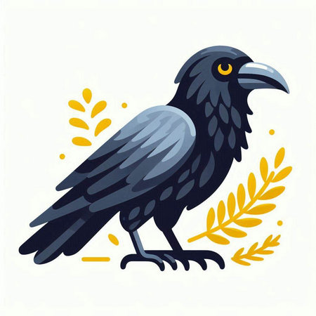 Crow. Vector illustration. Isolated on a white background.のイラスト素材
