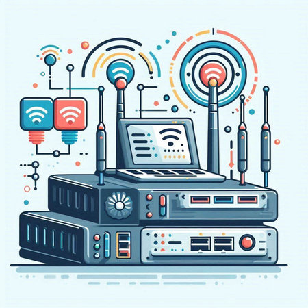 Vector illustration of big data, server, network and communication technology.のイラスト素材