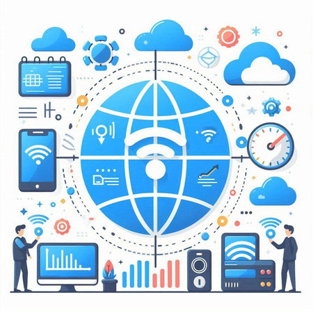 Flat design modern vector illustration concept of cloud computing and internet of things.のイラスト素材