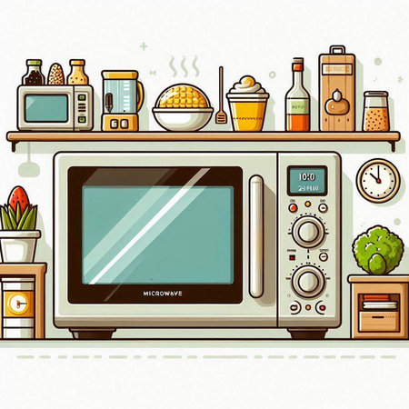 Kitchen microwave. Vector illustration of a kitchen microwave. Kitchen microwave.のイラスト素材