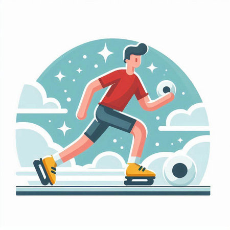 Man in sportswear is engaged in fitness. Vector illustration.のイラスト素材