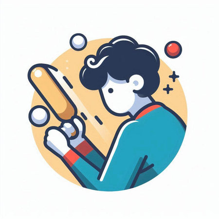 Man with baseball bat and ball. Vector illustration in flat style.のイラスト素材