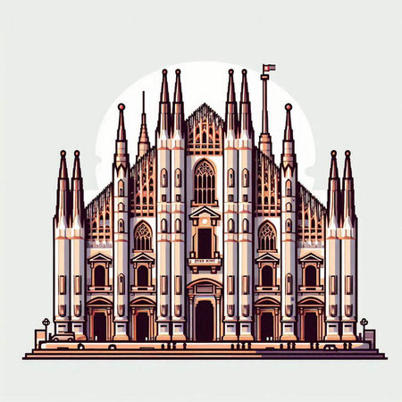 St. Mary's Basilica in Milan, Italy. Vector illustrationのイラスト素材