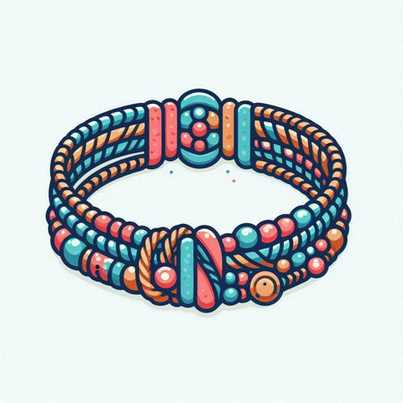 Hand drawn vector illustration of a bracelet with beads. Doodle style.のイラスト素材