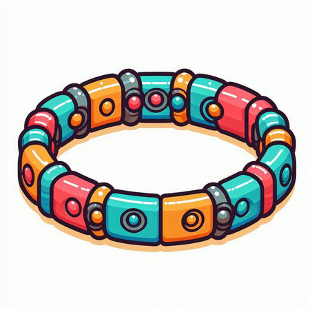 Colorful bracelets isolated on white background. Hand drawn vector illustration.のイラスト素材