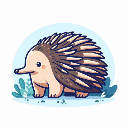 Cute hedgehog. Vector illustration in flat cartoon style on white background.のイラスト素材