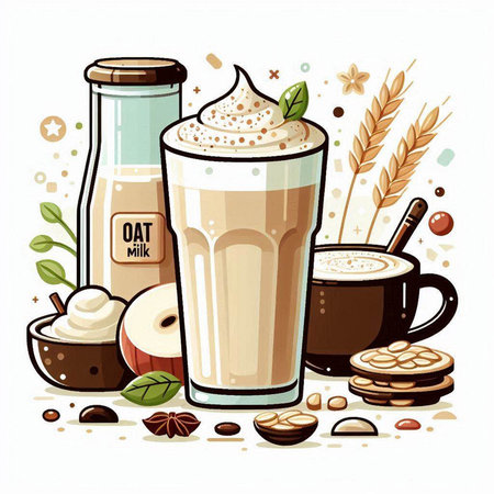 Coffee with milk and cream in a glass. Vector illustration.のイラスト素材