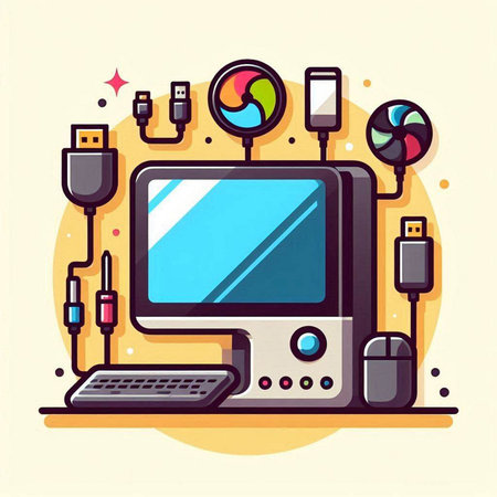 Computer in flat design style. Vector illustration for web and mobile applications.のイラスト素材
