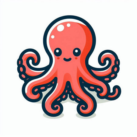 Cute cartoon octopus isolated on white background. Vector illustration.のイラスト素材