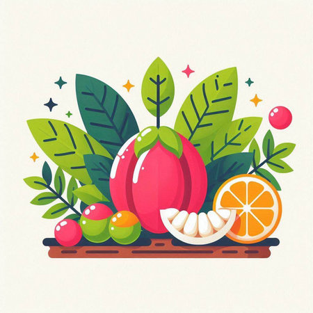Fruit and berry vector illustration. Colorful fruit icon.のイラスト素材