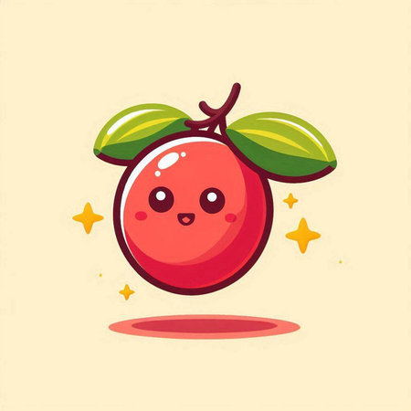 Cute cartoon cranberry. Vector illustration of a cranberry.のイラスト素材