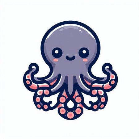 Cute cartoon octopus isolated on white background. Vector illustration.のイラスト素材