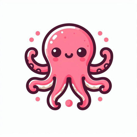 Cute kawaii octopus on white background. Vector illustrationのイラスト素材