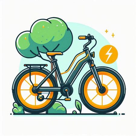 Bicycle in the park. Vector illustration of a bicycle in flat style.のイラスト素材
