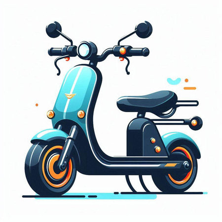 Vintage scooter on white background. Vector illustration in cartoon style.のイラスト素材