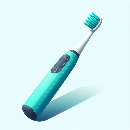 Electric toothbrush on a blue background. 3d illustration of a toothbrush.のイラスト素材