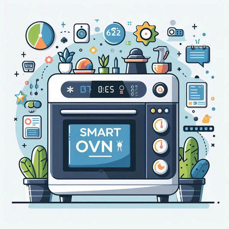 Microwave oven. Home appliances. Flat design vector illustration.のイラスト素材