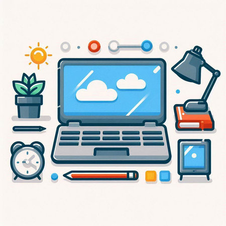 Flat design modern vector illustration concept of cloud computing technology. Laptop with cloud computing icon.のイラスト素材
