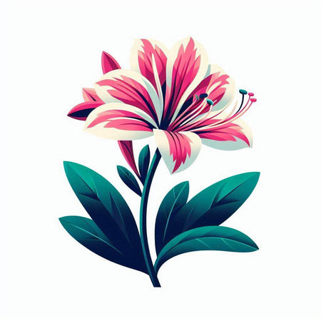 Beautiful lily flower on a white background. Vector illustration.のイラスト素材