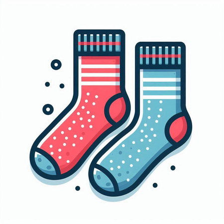 Pair of socks. Colorful flat vector illustration isolated on white background.のイラスト素材