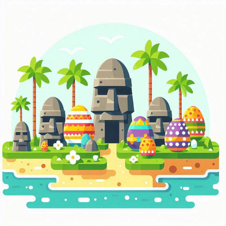 Vector illustration of the island in the style of flat design on the theme of Easterのイラスト素材