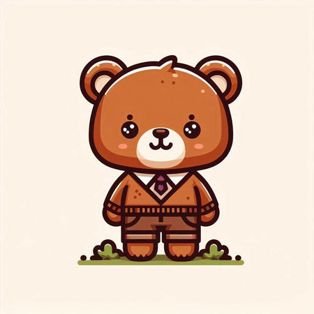 Cute cartoon bear in a shirt and tie. Vector illustration.のイラスト素材