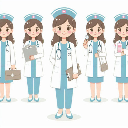 Nurse and medical staff. Vector illustration of a cartoon character.のイラスト素材