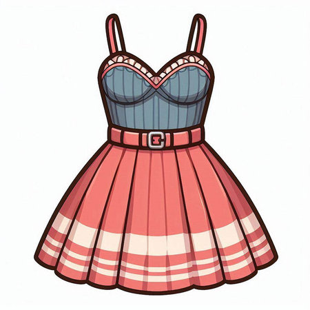Illustration of a dirndl with a pattern on white backgroundのイラスト素材