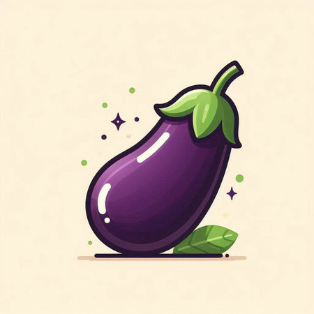 Eggplant icon. Vector illustration of a fresh purple eggplant.のイラスト素材