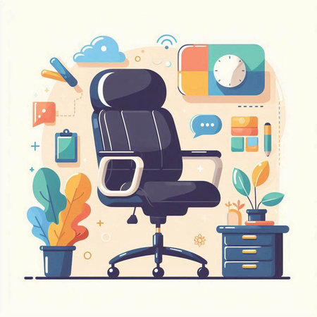 Office chair in flat design style. Vector illustration for your design.のイラスト素材