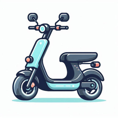 Hand drawn vector illustration of a scooter. Isolated on white background.のイラスト素材