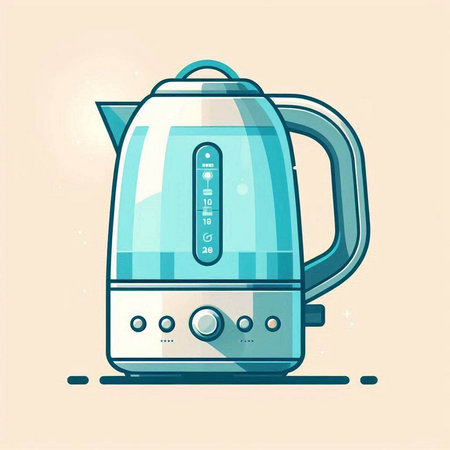 Vector illustration of electric kettle in flat cartoon style. Kitchen appliances.のイラスト素材