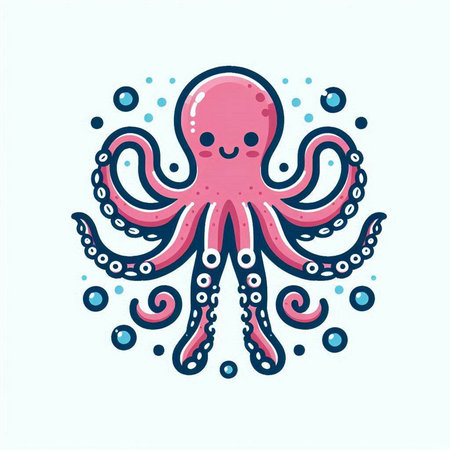 Octopus. Cute hand drawn vector illustration in cartoon style.のイラスト素材