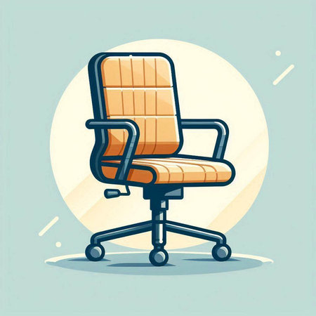 Office chair in flat style. Vector illustration of office chair on blue background.のイラスト素材