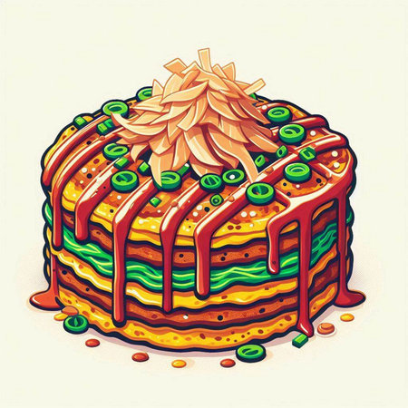 Hand drawn illustration of cake with sugar sprinkles. Vector illustration.のイラスト素材