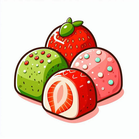 Strawberries in red, green, and blue colors. Vector illustration.のイラスト素材
