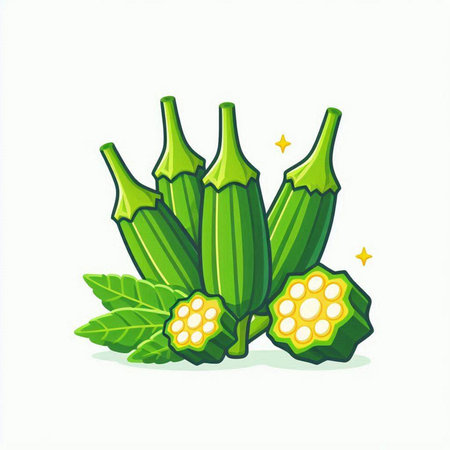 Okra icon. Isolated on white background. Vector illustration.のイラスト素材