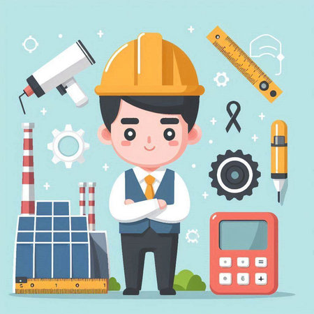 Engineer, Engineer, Engineer, Architect, Engineer, Engineer, Engineer, Engineer, Architect, Engineer, Engineer, Architect, Engineer, Engineer, architect, Engineer, Engineer, Building, Architecture, Construction, Vector Illustrationのイラスト素材