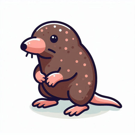 Cute cartoon mole. Vector illustration isolated on a white background.のイラスト素材