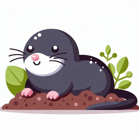 Mole in the garden on a white background. Vector illustration.のイラスト素材
