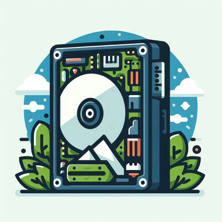 Hard disk drive. Vector illustration in flat design style. Eps 10のイラスト素材