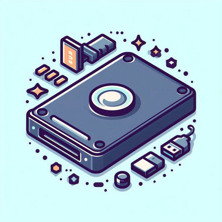 Vector isometric illustration of a hard drive on the light background.のイラスト素材