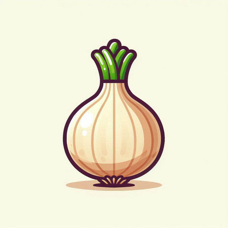 Illustration of a onion on a light background. Vector illustration.のイラスト素材