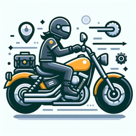 Biker on a motorcycle. Vector illustration of a motorbike.のイラスト素材