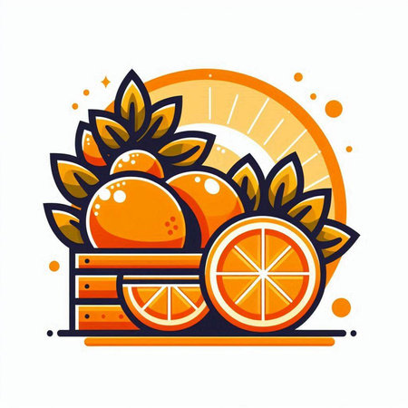 Orange fruit icon. Vector illustration of orange fruit in flat style.のイラスト素材