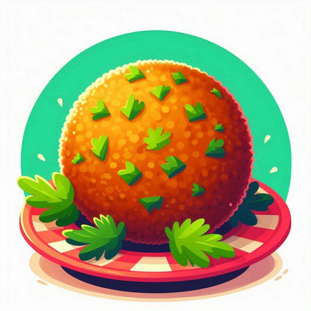 Illustration of a delicious orange with parsley on a green backgroundのイラスト素材