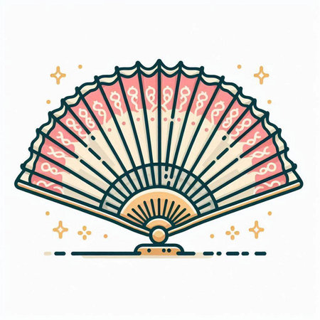 Folding fan icon in flat style isolated on white background. Vector illustration.のイラスト素材