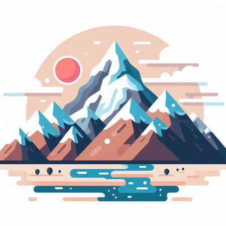 Mountains in the flat style on a white background. Vector illustration.のイラスト素材
